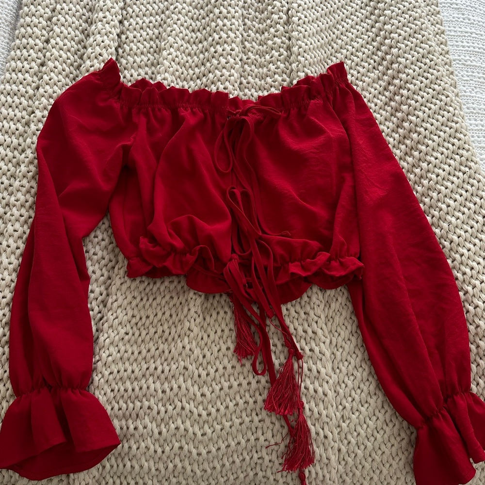 Red off the shoulder top
